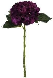 Set 12 Artificial Hydrangea Stem Flower Dark Plum Purple Silk Floral 