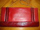 Z22 VTG RED VARON Leather Snake Clutch Shoulder Bag dress purse WOW