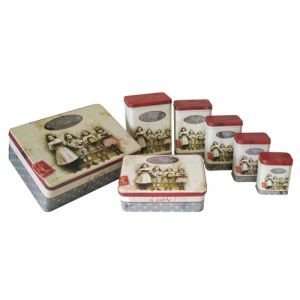  French set of 7 Tin Boxes A Table