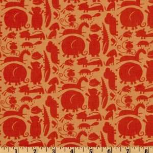  44 Wide Oh Boy Animal Silhouette Red Fabric By The Yard 