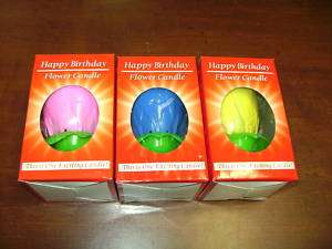 Lot of 3 Musical Happy Birthday Flower Candles  
