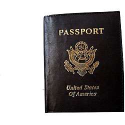 Kozmic Black Leather Passport Cover  