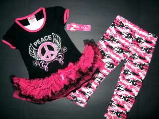 2B REAL tutu dress & camo leggings PEACE angel 4,6X hot pink black 