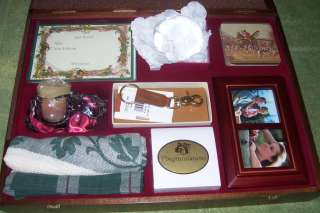 Nice Desk Gift Set in Wood Box Coach KeyChain Gorham Crystal 