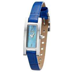 Joy Womens Rectangulares Tamano Blue Strap Watch  