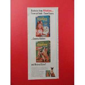 Friskies cat food,1966 Print Ad. (girl/cats.) orinigal magazine Print 