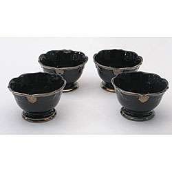   International Regency Black Pedestal 6 inch Ice Cream Bowls (Set of 4