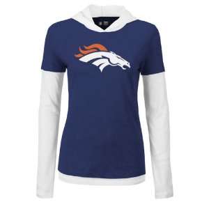  Denver Broncos Womens Layered Long Sleeve Hooded T Shirt 