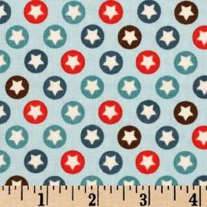  44 Wide All Star Circle Stars Light Blue Fabric By The 