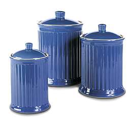 Simsbury Blue Ceramic Canisters (Set of 3)  