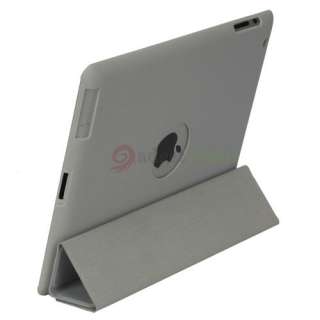 Slim Magnetic Leather Smart Cover + Hard Back Case for iPad 2 Grey 