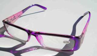 READING GLASSES~ READERS~ CLEAR PURPLE & FROSTY LAVENDER CRYSTAL 