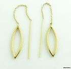 Gold CIRCLE EARRINGS   Chain Dangle Stick Post Fashion Solid 14k 