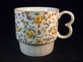   Roses Two Finger Design Stacking China Coffee Mug Tea Cup Old  