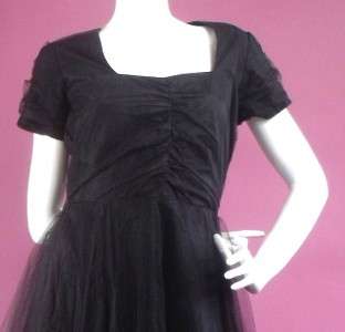 Original Vintage 40s 50s Black Net Prom Dress  