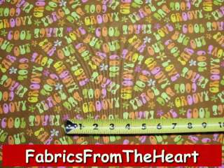 Groovy Peace Love Cool Bug Out Words Studio E Fabric  
