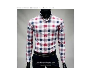   Premium Casual Plaid Checked Multi Slim Shirts SZ S,M,L no.22  