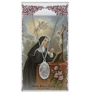 St Rita Prayer Card With Medal Patron Saint Catholic Christian Pendant 