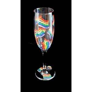 Pride Rainbow Design   Hand Painted   Champagne Flute  
