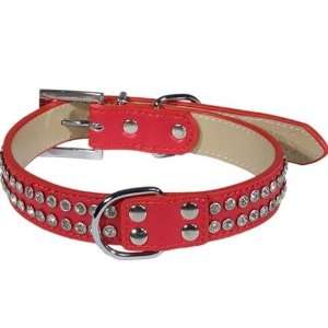  Designer Dog Collar   Double Rhinestone Collar   Red 