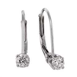 14k White Gold 1/4ct TDW Diamond Leverback Earrings (K, I2 