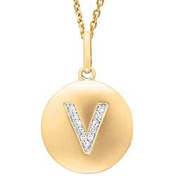   Yellow Gold 1/10ct TDW Diamond Initial V Necklace  