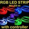 3M 5050 SMD RGB 60LED/m LED Strip Light+IR+Power  