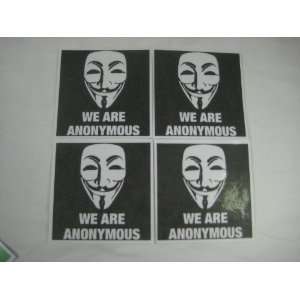   are Anonymous decal sticker lot x 4 Guy Fawkes V mask 