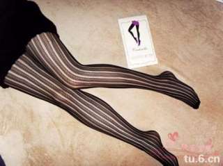 Lace Vertical Stripes Fishnet Tights Pantyhose y17 bla  