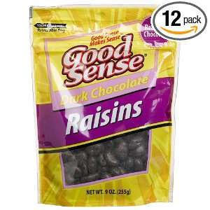 Good Sense Dark Chocolate Raisins, 9 Ounce Bags (Pack of 12)  