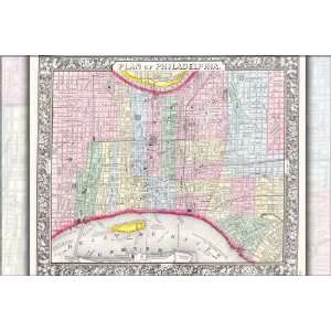  1860 Street Map of Philadelphia, Pennsylvania   24x36 