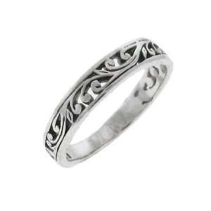    Ornate Scroll Sterling Silver Thumb Stack Ring Size 6 Jewelry