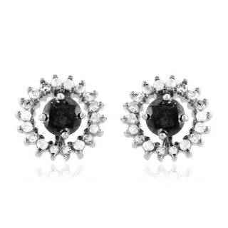  1.00ct TW Genuine Blue Sapphire Stud Earrings with White 