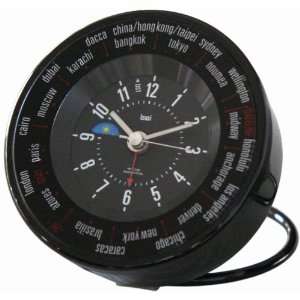  Bai Auto Align World Trotter Alarm Travel Clock, Black 