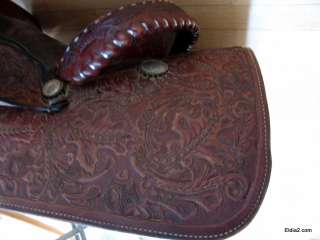 Embosed Leather Horse Saddle 15  