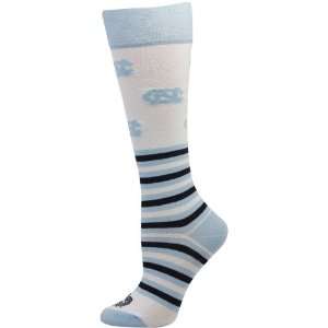 North Carolina Tar Heels (UNC) Womens Striped Logo Knee Socks   White 