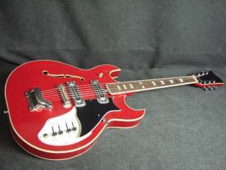 Vintage  Silvertone Double Cut Red Semi Hollow Electric Guitar 