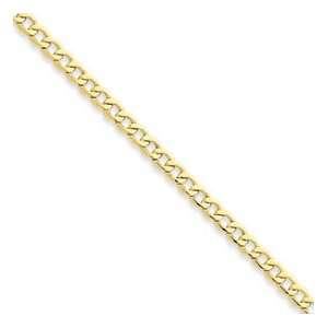   10K Yellow Gold 4.3mm Polished Semi Solid Curb Link Chain 20 Jewelry