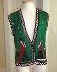 UGLY TACKY Christmas Sweater Cardigan Vest Sleeveless Womens L