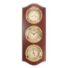 Weather Station in Mahogany and Brass Porthole  