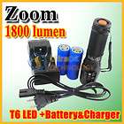 Bright CREE LED XM L T6 1800 Lumen Zoomable Flashlight Torch+Battery 