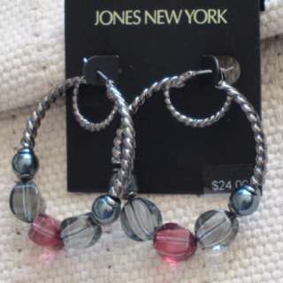 New Jones New York Hoop Earrings Gift Womens Jewelry Tungsten Tone 