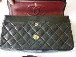 Auth Chanel black quilted lamb classic flap 2.55 handbag shoulder bag 