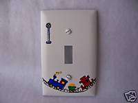 HAND PAINTED Childs Train on Light Switch Plate Cover  