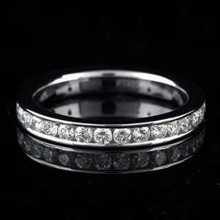 18k Solid White Gold Genuine Diamond 2mm Thin Wedding Bridal Band Ring 