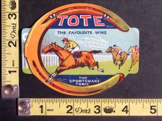 Vintage Bottle Label Tote Tonic Horse Racing Theme  