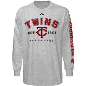 Majestic Minnesota Twins Ash Base Stealer Long Sleeve T shirt  