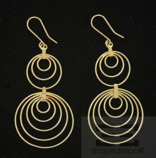 Designer 18K Yellow Gold Multiple Hoop Dangle Earrings  