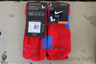 Nike Elite Dri Fit Basketball Socks Red / Blue med large or xl  