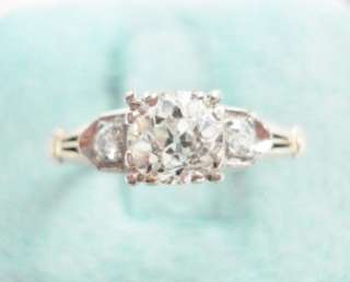   GOLD OLD EUROPEAN CUT DIAMOND SOLITAIRE ENGAGEMENT RING Signed GMCo